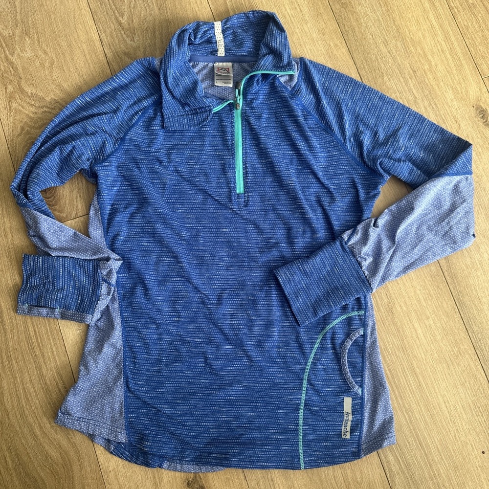 Avalanche Women's L/S Running Shirt Blue Reflective Large Thumb Hole Athleisure